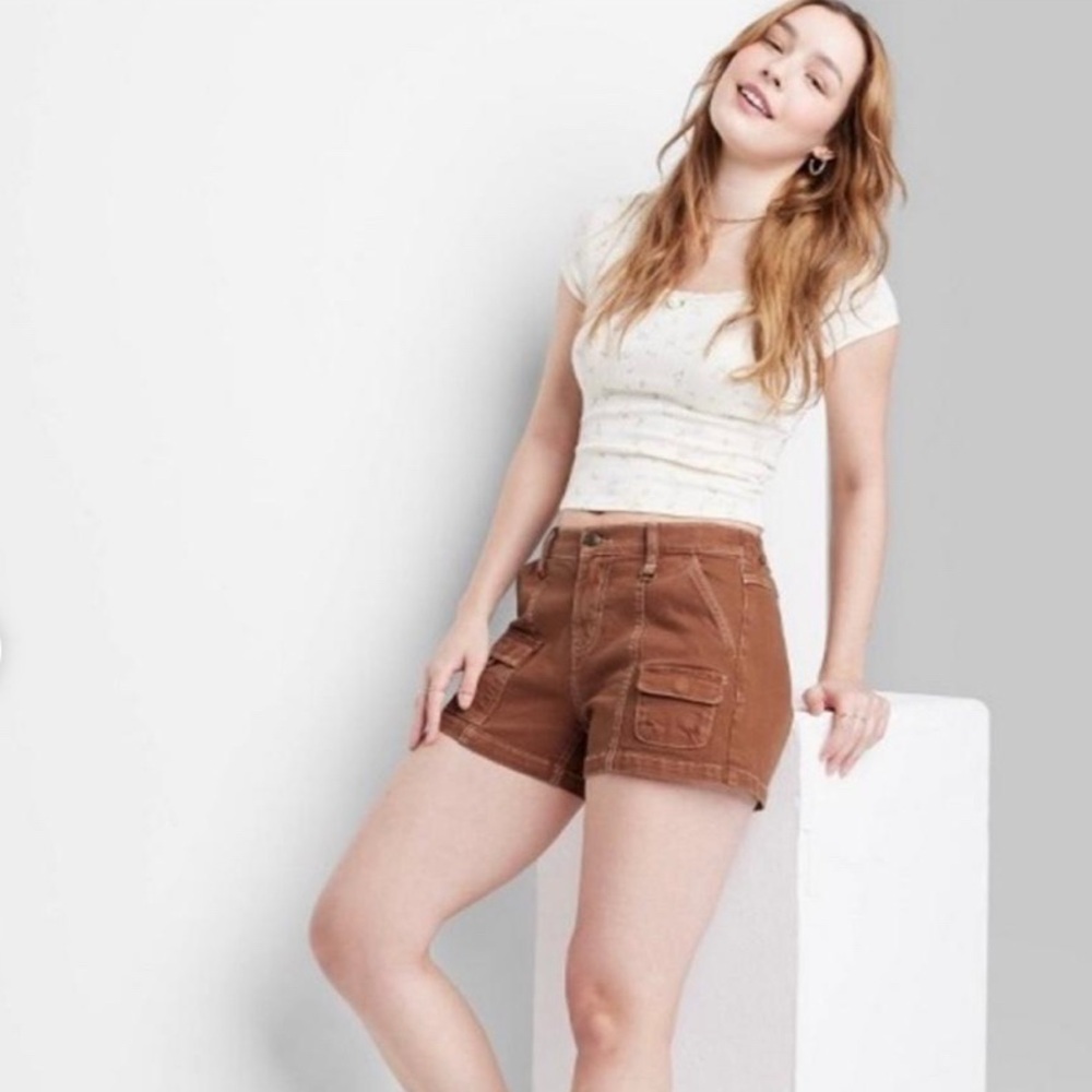 Wild Fable Brown Cargo Shorts Utilitarian Style